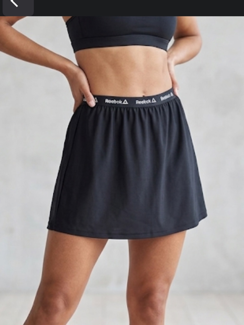 Reebok Women's Black Swim Skirt with Logo Waistband